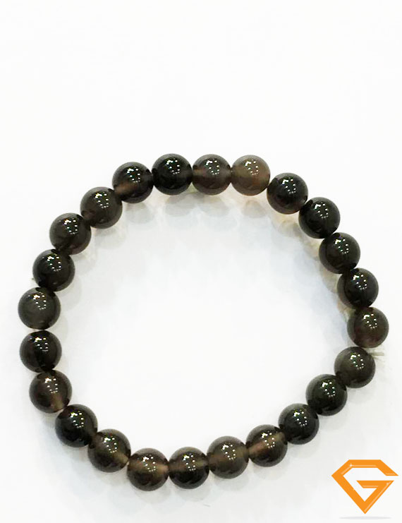 Natural Black Obsidian Stone Bracelet 8mm